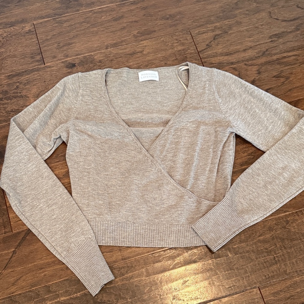Taupe Gray Wrap Sweater